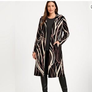 NWT Black and Brown Hooded Long Cardigan size L